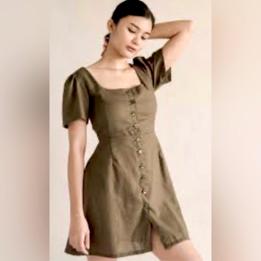 Anthropologie Solaì the Label Eunice Short Sleeve Button Front Mini Dress